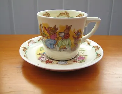 Buy Vintage Royal Doulton Bunnykins Cup & Saucer: Cup Hat Shop, Saucer Pastry Making • 9.99£