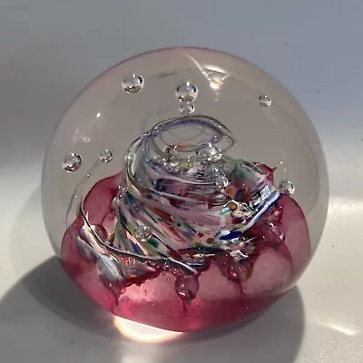 Buy Vintage Caithness Glass Myriad Paperweight Pink Blue Swirl Bubbles C11G • 15£
