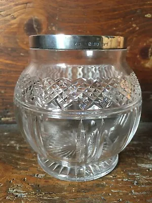 Buy Antique Cut Glass Round Footed Vase With Hallmarked Silver Rim • 12£