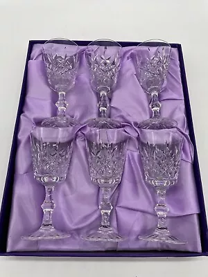 Buy Edinburgh Crystal Wine Sherry Glasses 6 Lomond Boxed B13 • 60£
