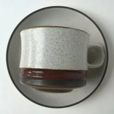 Buy Denby Potters Wheel Rust Cup & Saucer Set Made In England EUC White Brown • 14.22£