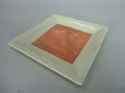 Buy Japanese Square Ceramic Plate Leaf Orange Vtg Pottery Sushi Signed TB810 • 23.67£
