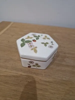 Buy Vintage Wedgwood Wild Strawberry Trinket Box Hexagonal Bone China 8cm X 4cm • 8£