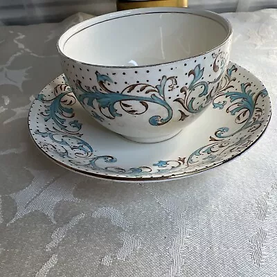 Buy Vtg Alfred Meakin Brierley Cup&saucer White/Brown/Light Turquoise Dots 2. • 43.43£