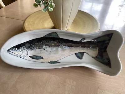 Buy Highland Stoneware-Hand Painted Trout Salmon Fish Serving Dish Wall Mount 42cm • 48£
