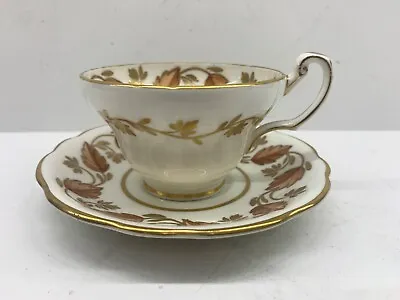 Buy FOLEY EB 1950 Fine Bone China Tea Cup & Saucer: Gold Trimmed Leaf Pattern #2570 • 26.65£
