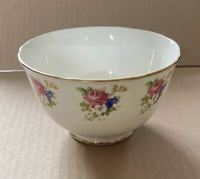 Buy Adderley Fine Bone China Vintage Sugar Bowl. Pink,white & Blue Flowers, Gold Rim • 4.50£