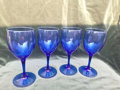 Buy Set Of 4 Bristol Blue Cobalt Wine Glasses 18cm Tall • 20£