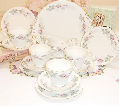Buy Paragon Tea Set Pink Rose 60s Bone China For 4 : Trios~Cake Plate Cream Jug • 24.99£
