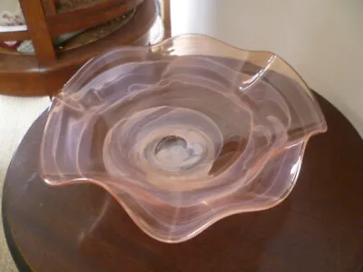 Buy World Of Glass St Helens Signed Studio British Art Glass 8'' Pink Swirl Bowl VGC • 15.95£