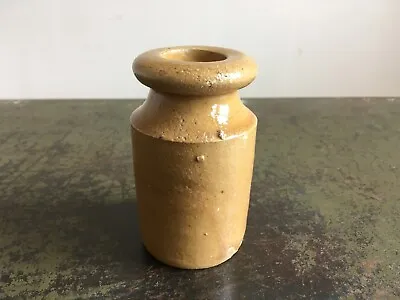 Buy Antique Small Mustard Glazed Stoneware Pot Farmhouse Barn Salvage • 10£