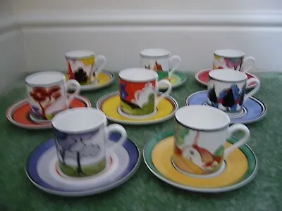 Buy Wedgwood Clarice Cliff Cafe Chic Ltd Edition Set Of 8 Coffee Cups & Saucers C. • 210£
