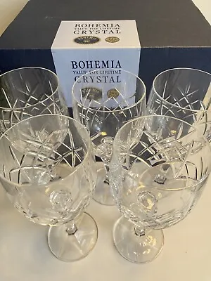 Buy Lead Crystal Glasses Set Of 5 - Original Bohemia Wine Flamenco Goblet 220ml • 39.99£