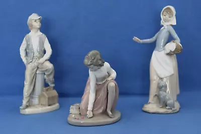 Buy Lladro Nao Figurines (x3) - Shoe Shine Boy, Girl Playing Marbles, Girl With Dog. • 19.99£