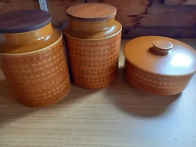 Buy 2 X Vintage Hornsea Pottery Saffron Large Storage Jars + Serving Dish - 1970s • 40£