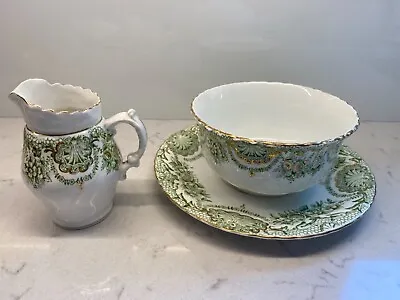 Buy Sutherland China England Porcelain White Green Soup Bowl Serving Plate Creamer  • 7.50£