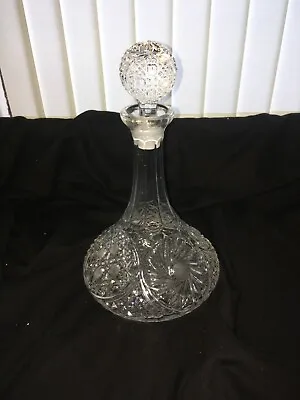 Buy Glass Ships Decanter Cut And Etched Glass Heavy Vintage Whisky Brandy Boat  • 60£