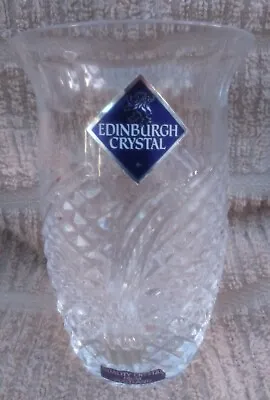 Buy Edinburgh Lead Crystal Vase Original Makers Blue Stickers Scottish Glass Quality • 7.01£