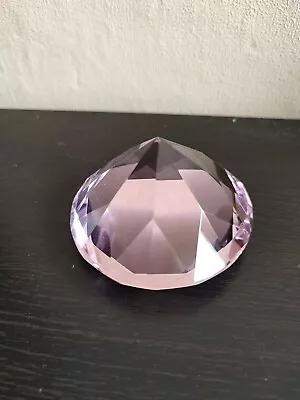 Buy Art Glass Paperweight   Pink Faceted . Approx 2.5  Tall 3.5  Diameter • 9£