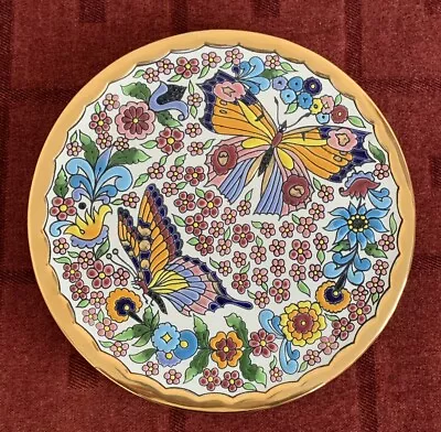 Buy Vibrant Cearco Pintado A Mano Spanish Handmade Wall Plate, Butterflies, 28.5cm • 10£