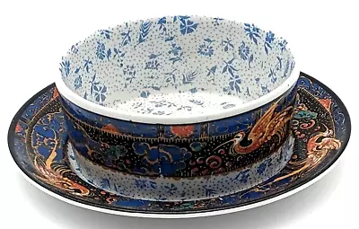 Buy Grimwades Winton Ware Porcelain Blue & Yellow Bowl And Plate Phoenix Bird 1930's • 24£