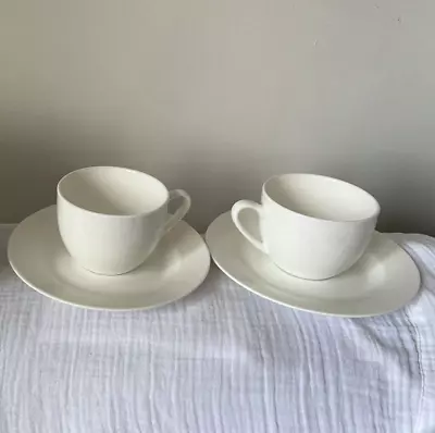 Buy ROYAL WORCESTER SERENDIPITY FINE BONE CHINA WHITE CUPS AND SAUCERS X 2 • 9.99£