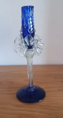 Buy Hand Blown  Blue Glass Candle Stick • 10£