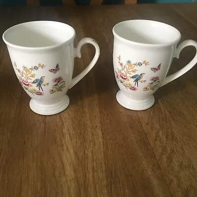 Buy 2 Pretty DUCHESS BONE CHINA Floral Bird Butterfly Cups/Mugs Vintage • 9.99£