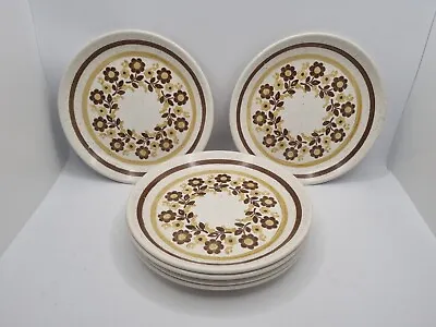 Buy Biltons Tableware Plates Brown Yellow Flowes 16.5 Cm Set Of 6, 1970s Vintage VGC • 14.99£