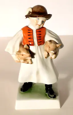 Buy Herend Peasant Boy Holding Two Pigs  The Pig Stealer  Figurine Signed 7 1/4  • 42.74£