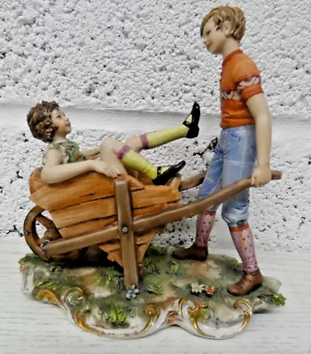 Buy Capodimonte  Figurine Boy & Girl In Wheelbarrow By Sandro Maggioni  (Hea] • 9.99£