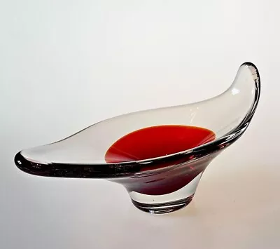 Buy Whitefriars 9413 Red Glass Pulled Rim Dish By Geoffrey Baxter (1957) • 50£