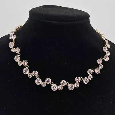 Buy Gold Tone Light Amethyst Colored Glass Rhinestone Necklace 16 To 19 Inches • 33.21£