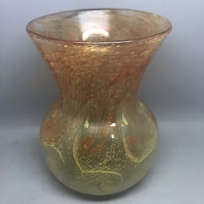 Buy An 8  Vasart V029 Shaped Vase With Mottled Orange And Yellow Swirl Decoration  • 145£