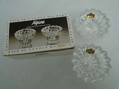 Buy Vintage Alpine 24% Lead Crystal Candle Holders Boxed For Tesco's • 12£