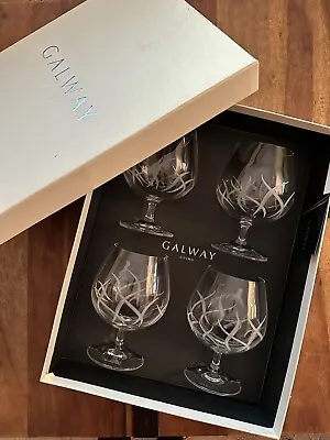 Buy Set Of 4 GALWAY Living Crystal Fire Brandy Glasses • 113.79£