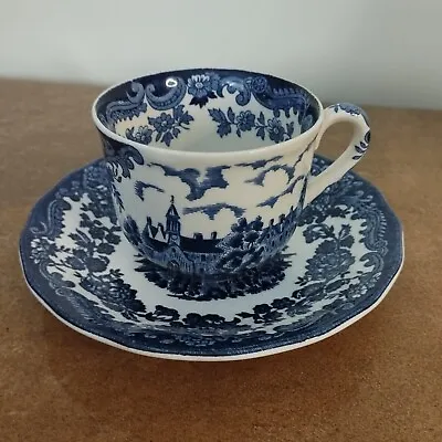 Buy Vintage Royal Worcester Palissy, Blue 'Avon Scenes 1790' Tea Cup & Saucer Set • 7.95£