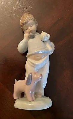 Buy 1987 Nao By Lladro Figurine #1044  Boy On Phone With Puppy & Teddy Bear  • 47.16£