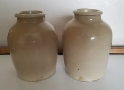 Buy Pair Of Cream Vintage Stoneware Pots. Height 6 . Very Similar But Not Identical. • 6£