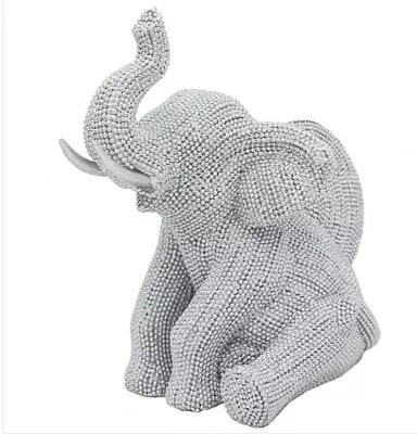 Buy Elephant Coaster Set Silver Art Sparkling Diamante Sitting Ornament Home Decor • 17.99£