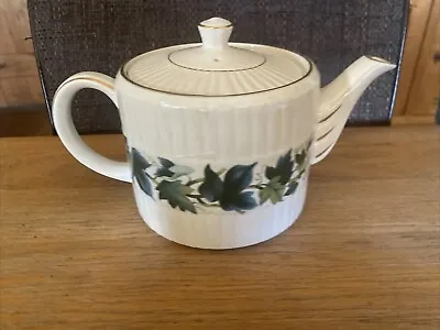 Buy Vintage Wood & Sons Alpine White Ironstone Blue Green Ivy Pattern Tea Pot • 3.99£