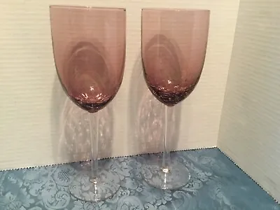 Buy Set Of 2 Amethyst Purple 10  Pier 1 Crackle Wine Glasses Very Nice! • 15.34£
