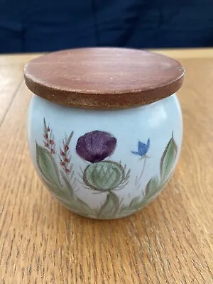 Buy Buchan Portobello Stoneware Small Pot With Wood Lid Thistle Design • 6£