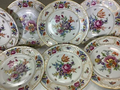 Buy Tirschenreuth Porcelain Schumann Meissen Dresden Flowers Dinner Plates Set Of 8 • 380.33£