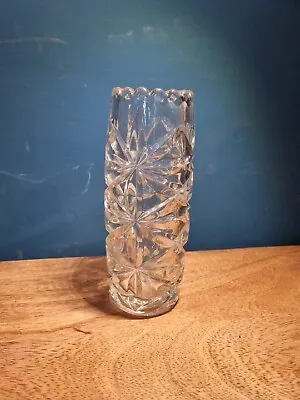 Buy Vintage 1950`s Heavy Pressed Glass Vase Perfect. • 5£