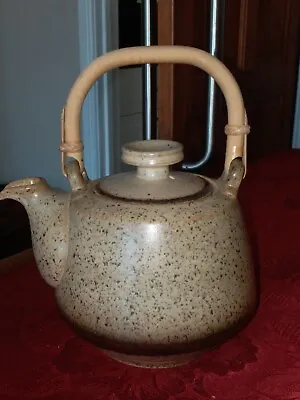 Buy Vintage Iden Pottery Rye Tea Pot With Bamboo Wooden Handle. • 29.99£