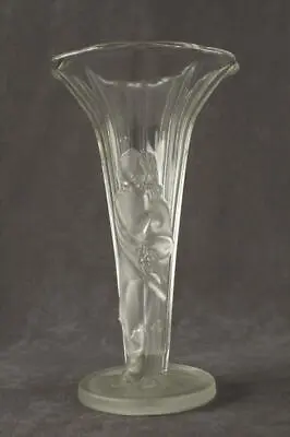Buy Vintage Art Deco Satin Czech Remtique Asian Lady Glass Panel Flower Vase 8  Tall • 41.13£