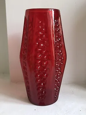 Buy A Red Sculptural Studio Glass Vase - Italian ? Scandinavian ? Midcentury • 80£