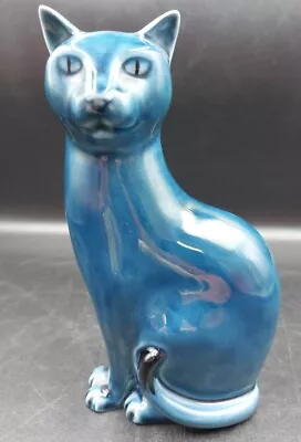 Buy Vintage Mid Century Poole Teal Blue Pottery Cat 7  (M16) • 29.99£