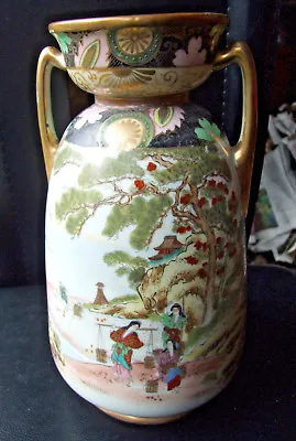 Buy C1920 Noritake Twin Handled Vase 24.8cm (9 3/4 Inches) Tall. Hand Decorated • 40£